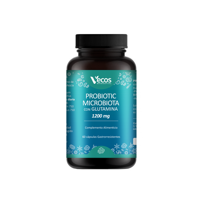 Probiotic Microflora Y Glutamina Vecos 60 Cápsulas | Revestimiento Intestinal | Glutamina 1200 Mg_0