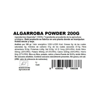 Experimente Algarroba em Pó Bio Sem Glúten NaturGreen 200 g