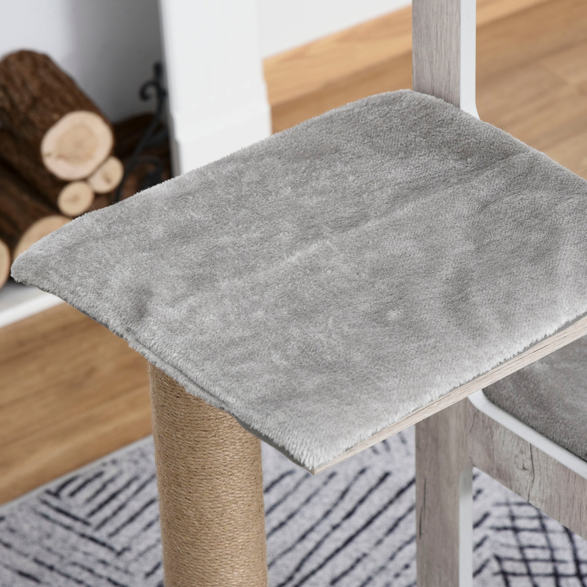 Pawhut Conjunto De 1 Árbol Rascador Para Gatos Y 1 Arenero Para Gatos Gris_3