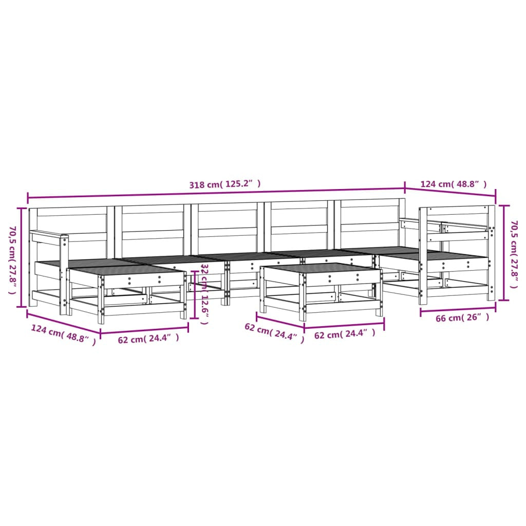 Vidaxl Juego Muebles De Jardín 8 Pzas Madera Maciza Pino Marrón Miel_2