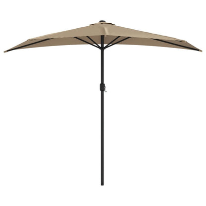 Vidaxl Sombrilla De Balcón Semicircular Palo Aluminio Taupe 270x144cm_0