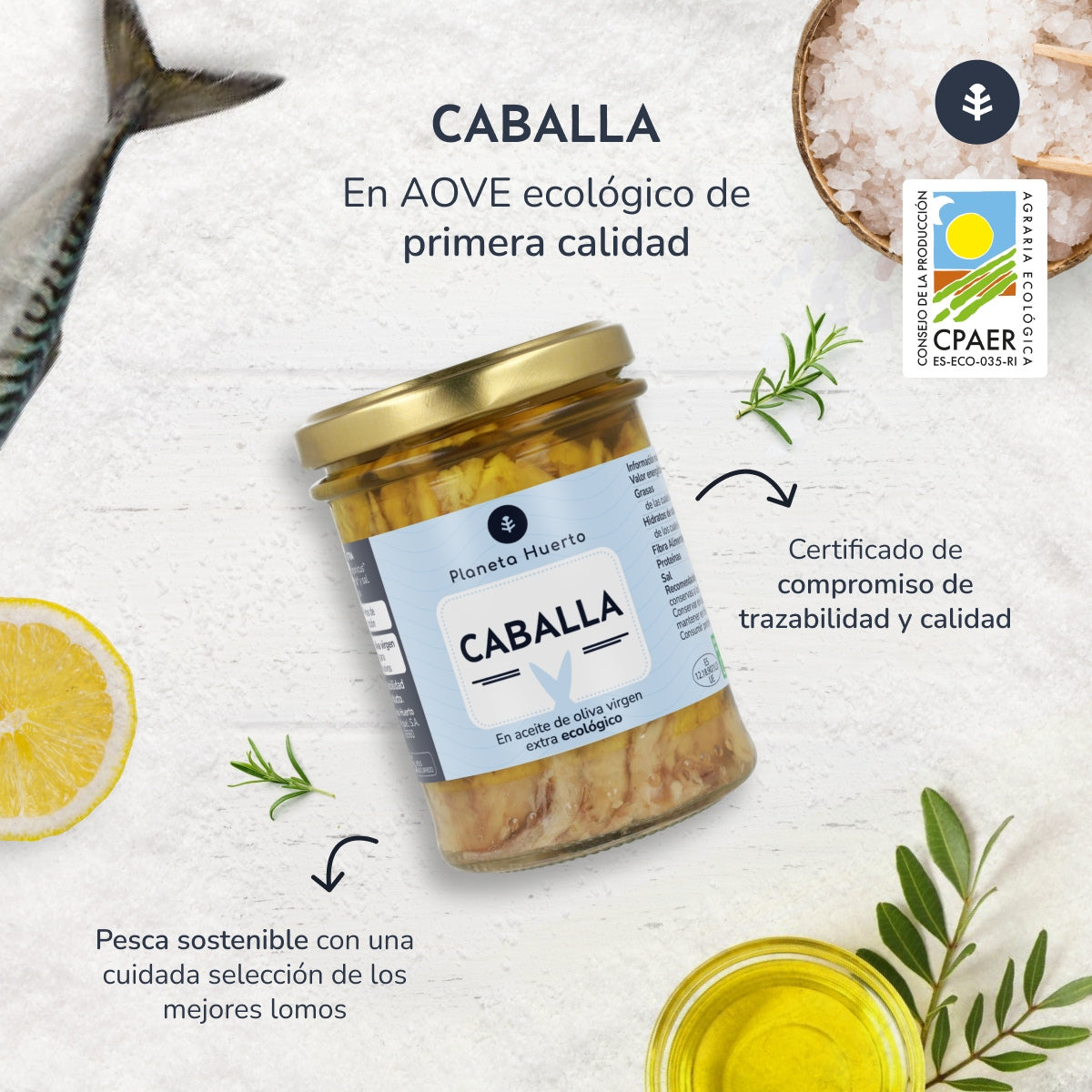 Pack 12x Mackerel in Organic Olive Oil Planeta Huerto 190 g