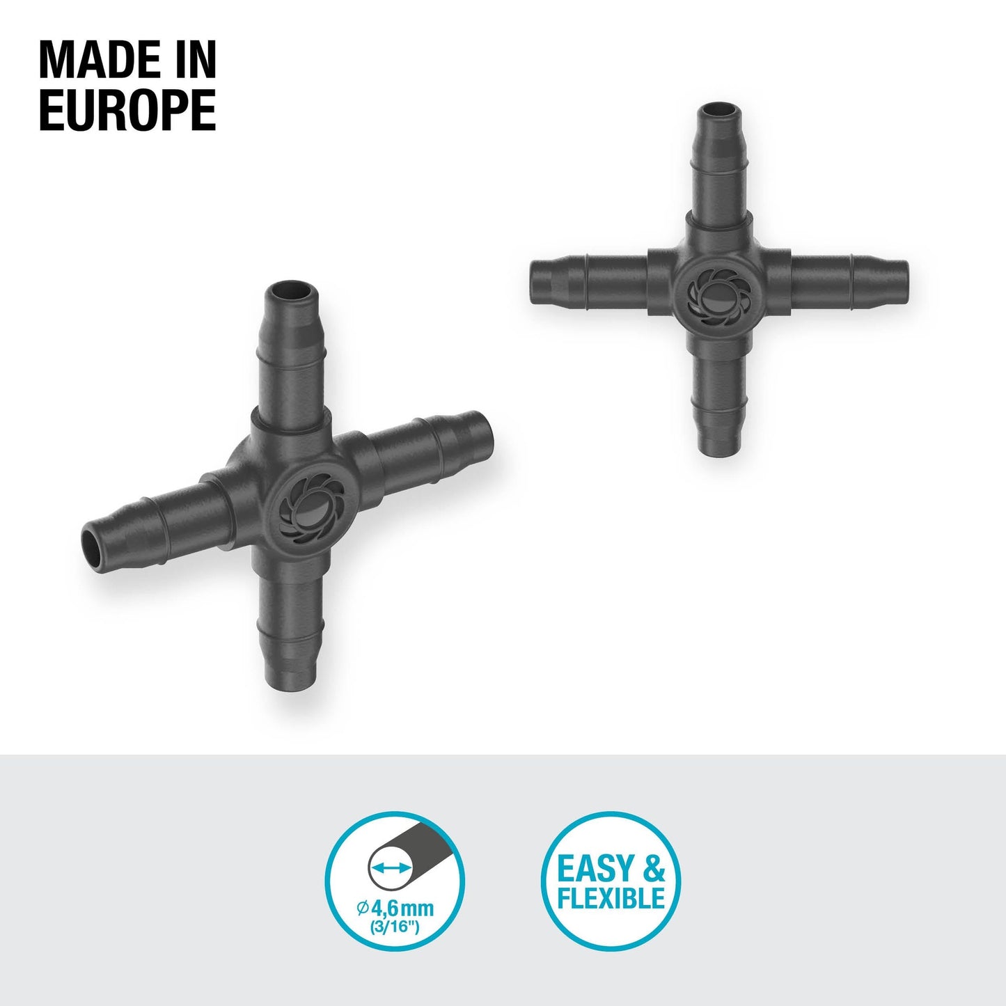 Peça transversal 4,6 mm (3/16") Microdripsystem Gardena