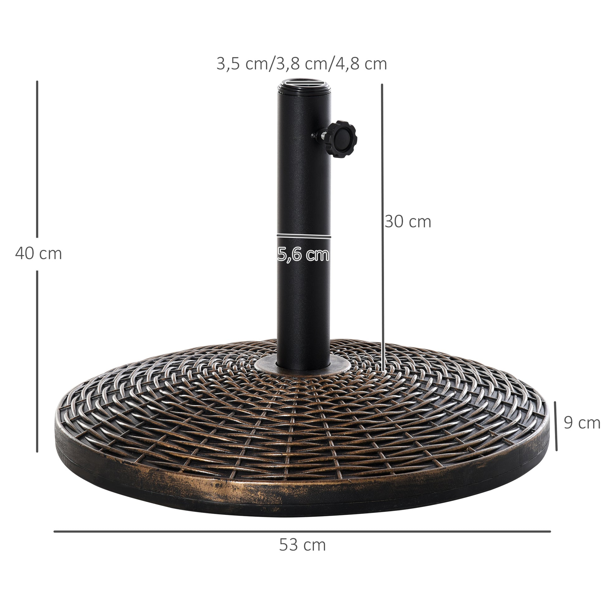 Outsunny Base De Sombrilla Ajustable Φ53x40 Cm Universal Pie Soporte De Parasol_2
