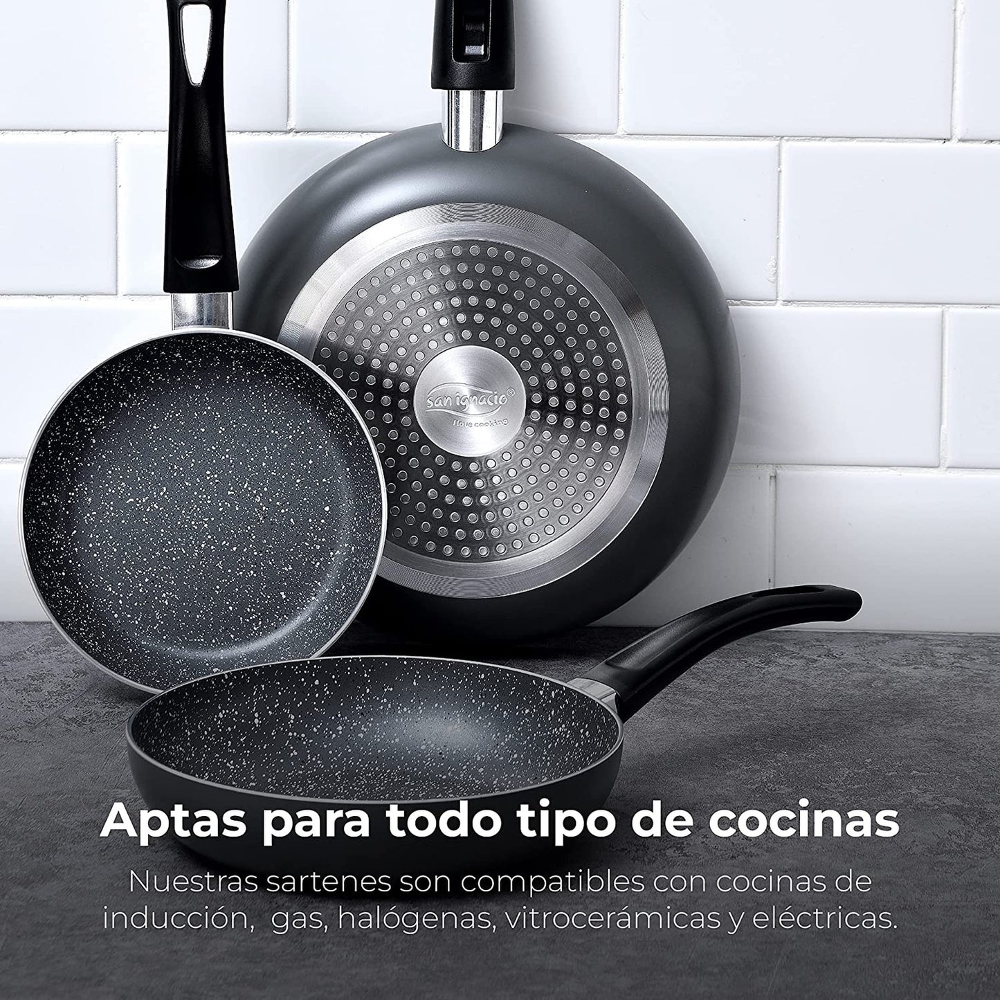 Juego De Batería De Cocina De 8pc + Set 3 Sartenes (16/20/24cm) Aluminio Prensado Soul Marble_3