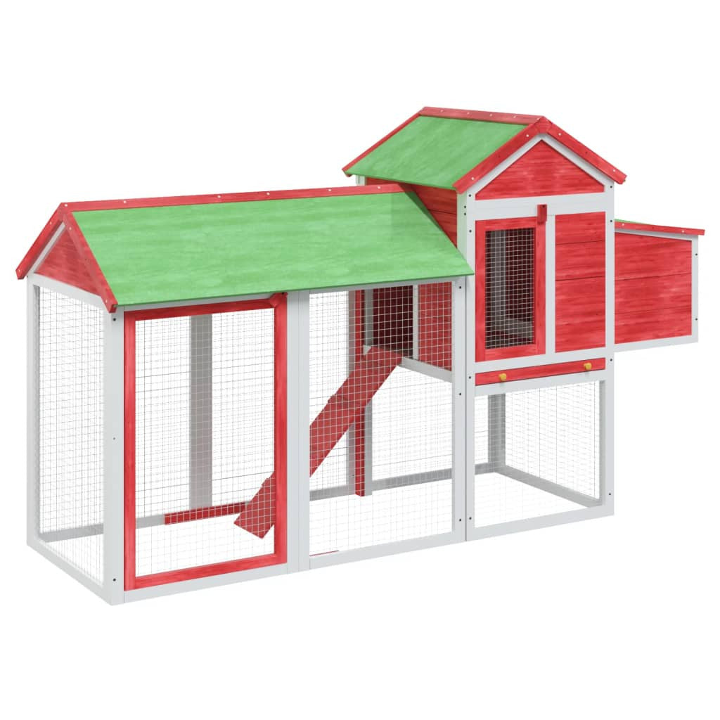 Vidaxl Gallinero Madera Maciza De Pino Rojo 193x65x117 Cm_0