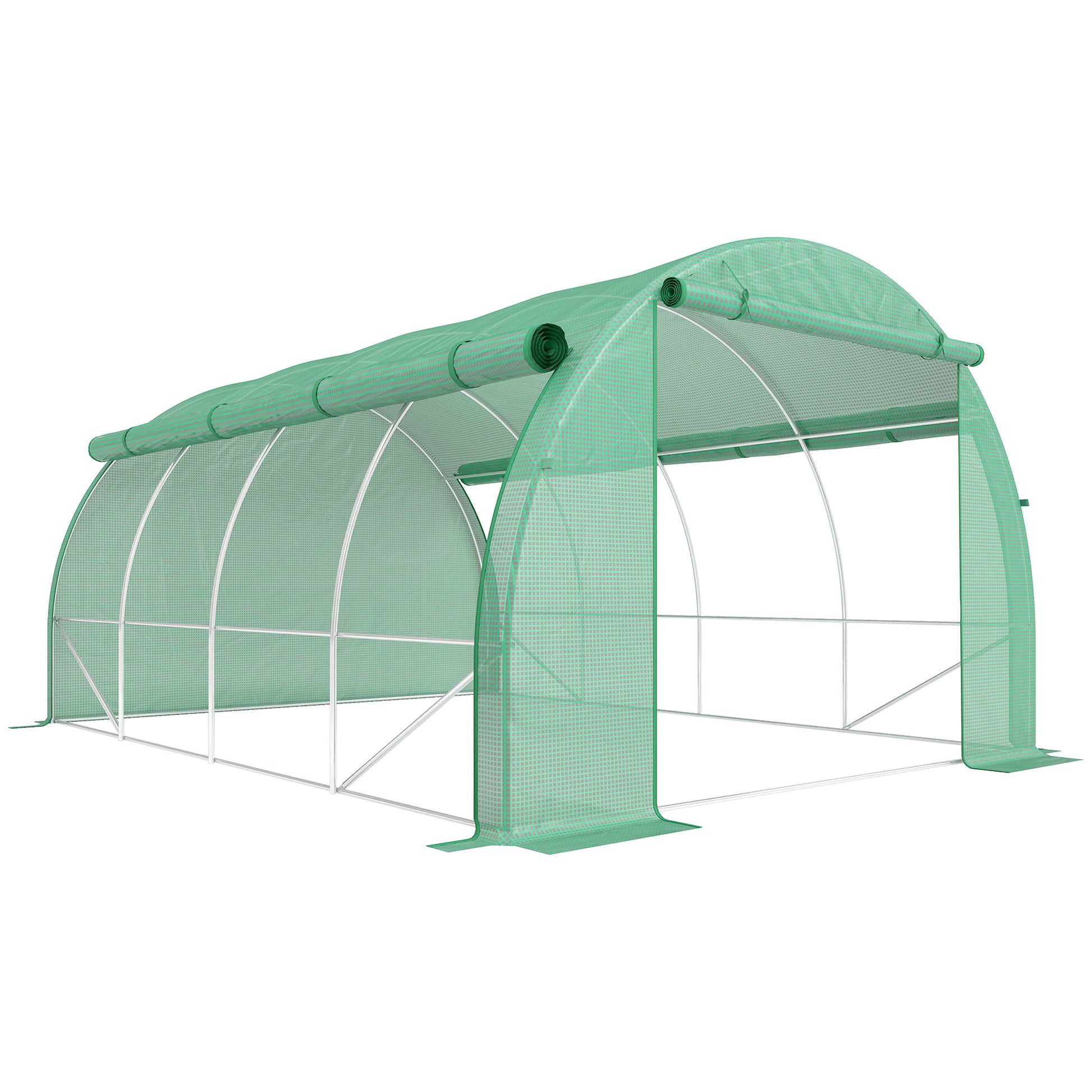 Outsunny Invernadero De Exterior 4x3x2 M Con Puerta Y 8 Ventanas De Malla Verde_0