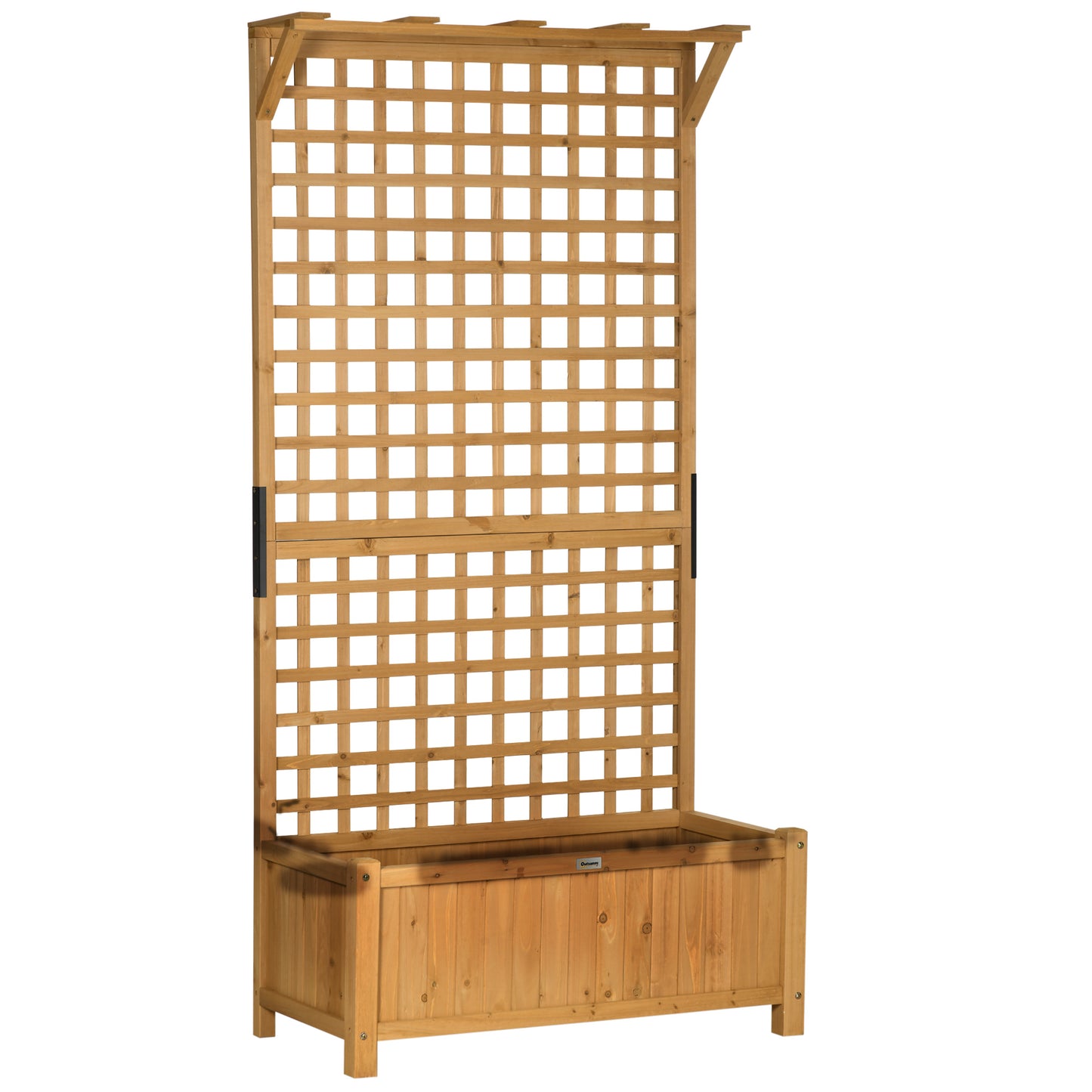 Outsunny Jardinera Con Enrejado De Madera Para Trepadora Plantas 90x45x183 Cm_0