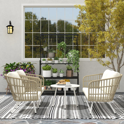 Outsunny Conjunto De Jardín Exterior De Ratán Sintético De 4 Piezas Natural_4