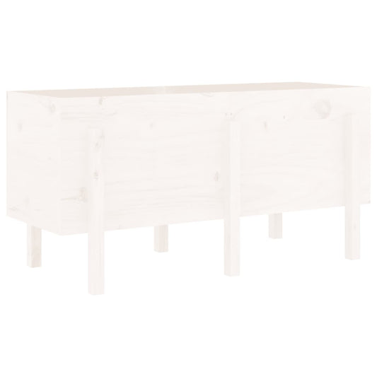 Arriate Elevado De Jardín Madera Maciza Pino Blanco 121x50x57cm_0