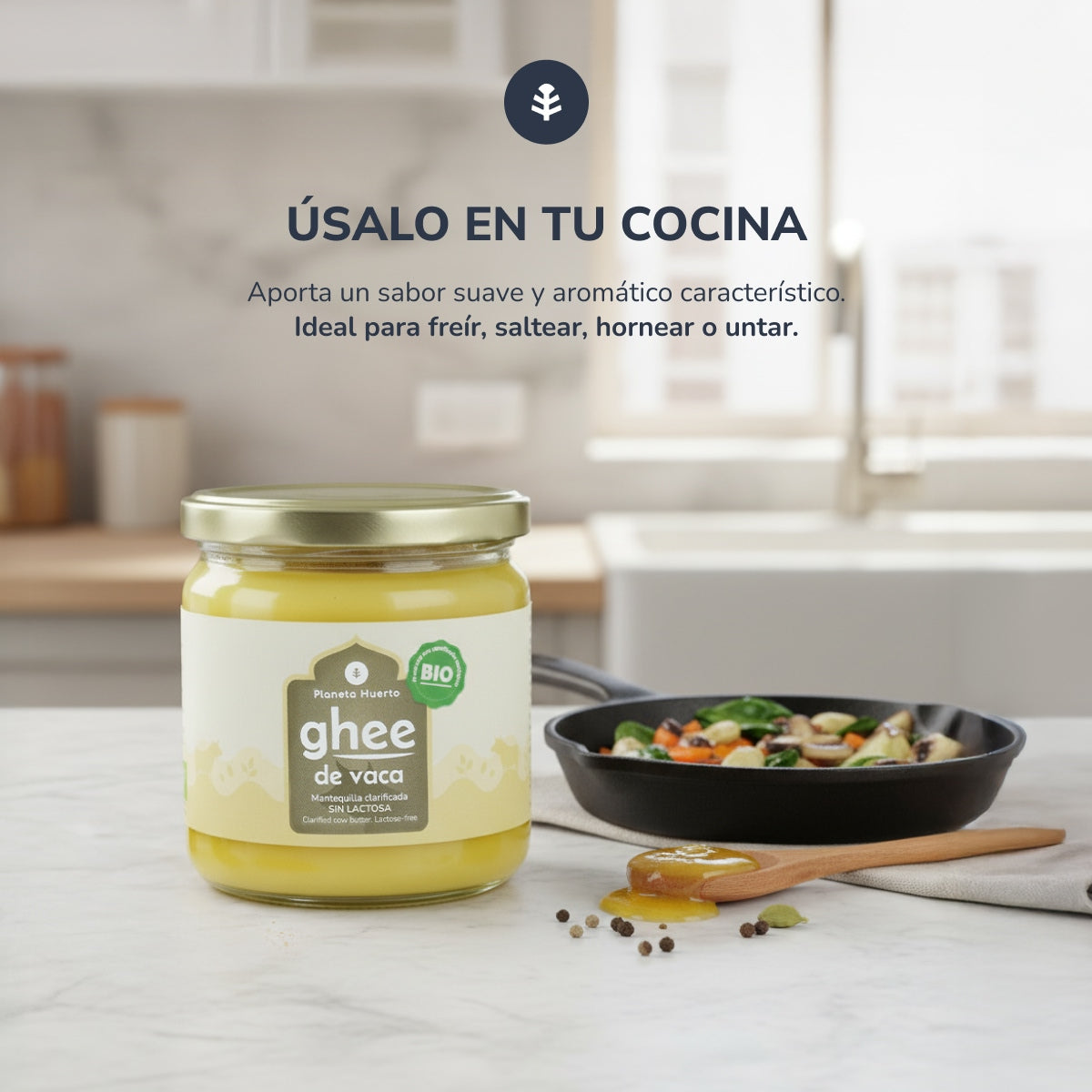 Embalagem de 3 x Ghee manteiga clarificada ECO Planeta Huerto 500 gr