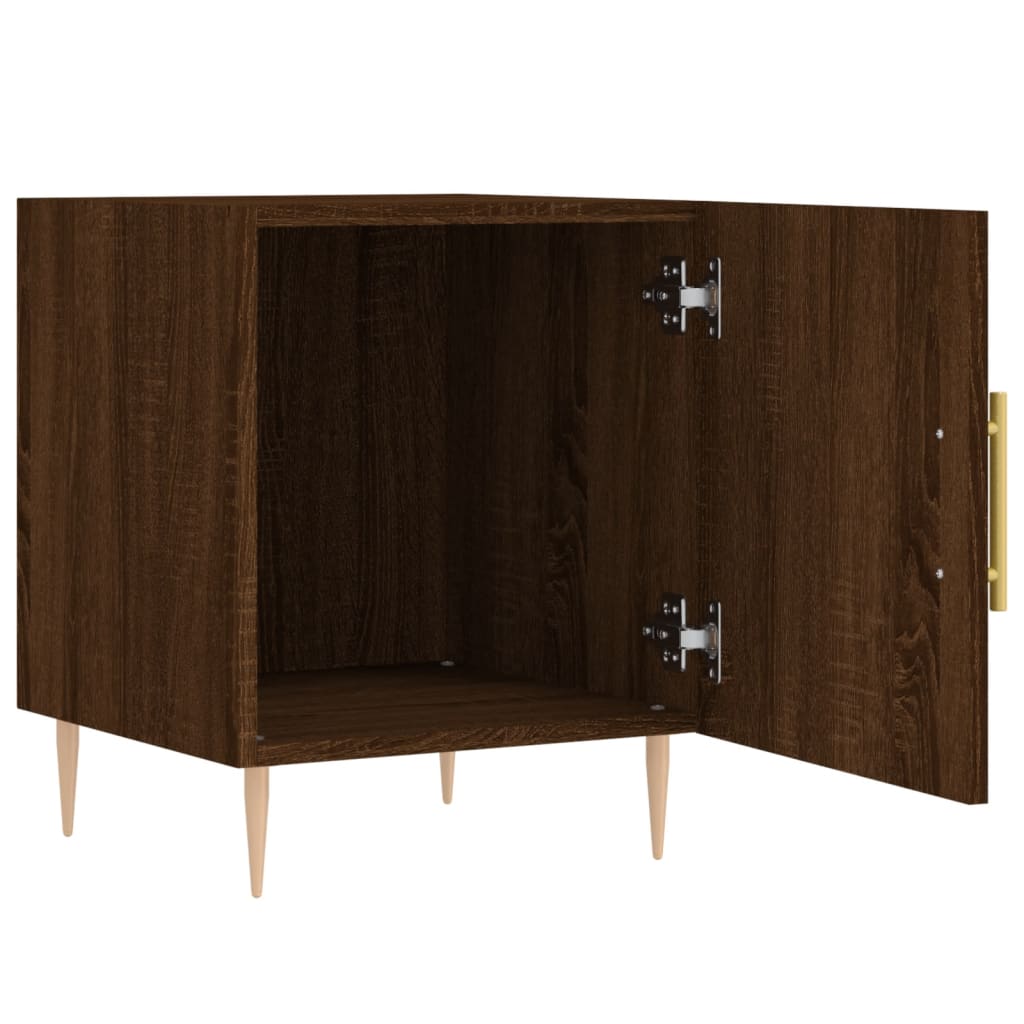 Mesita De Noche Madera De Ingeniería Marrón Roble 40x40x50 Cm_3