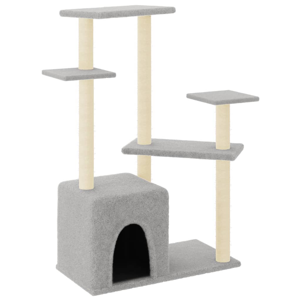 Rascador Para Gatos Con Postes De Sisal Gris Claro 107,5 Cm_0