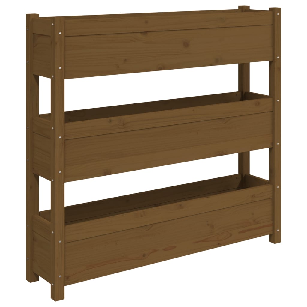 Jardinera De Madera Maciza De Pino Marrón Miel 112x25x104,5 Cm_0