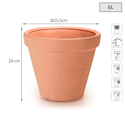 Maceta Classic 6l., Dimensiones (mm) 255x255x240, Color Ladrillo