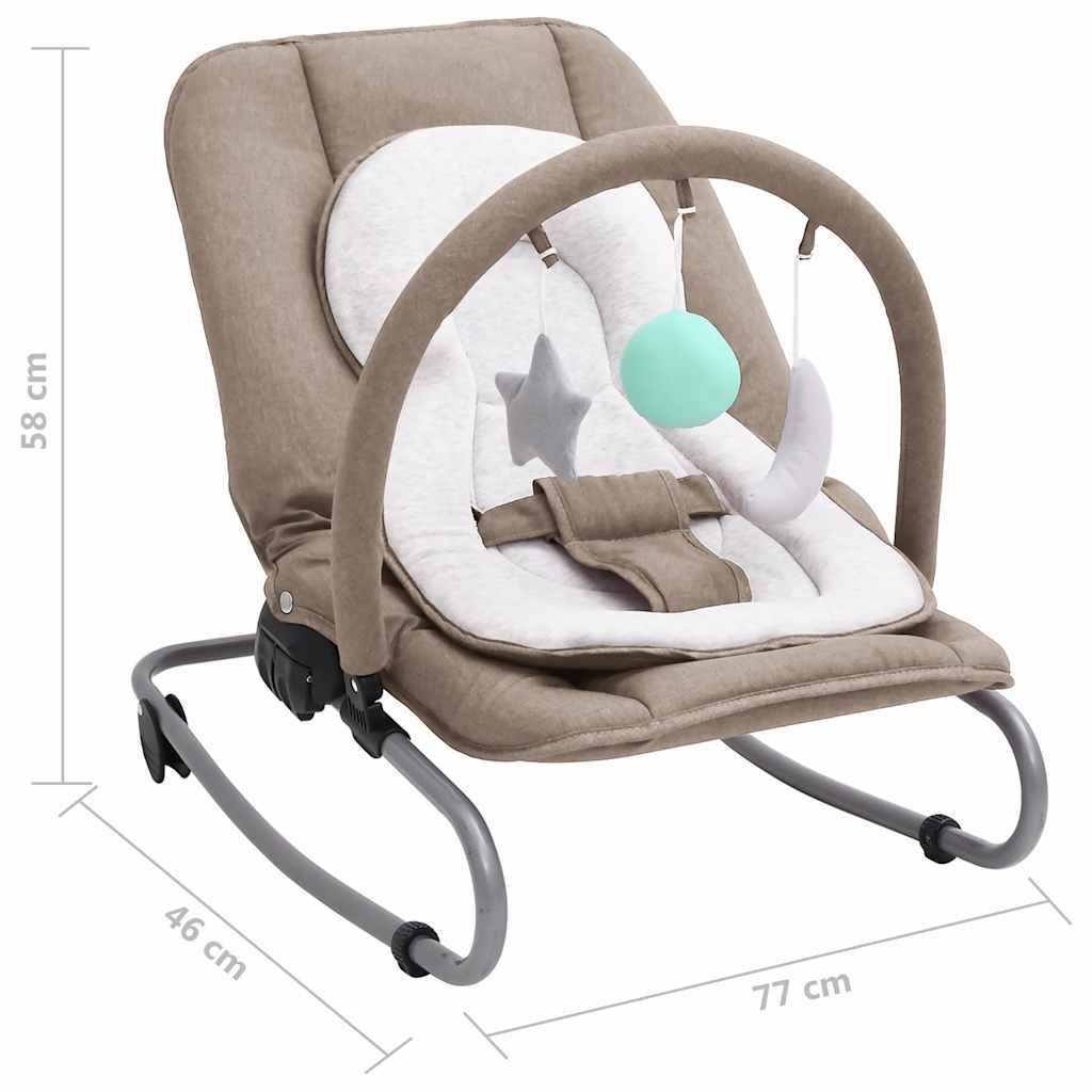 Vidaxl Hamaca Mecedora Para Bebés De Acero Gris Taupe_2