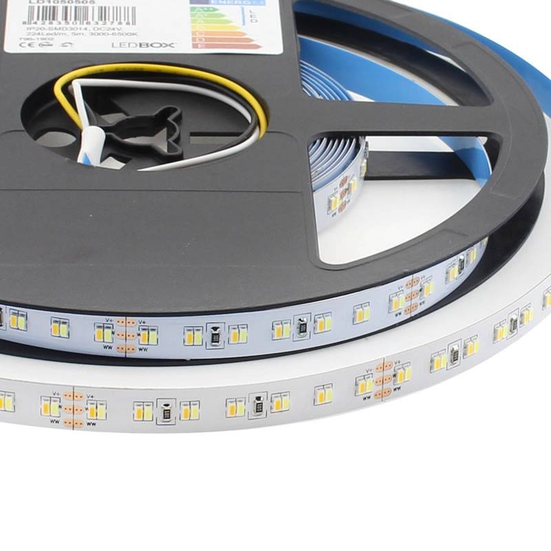Tira Led Blanco Dual Smd3014, Dc24v, 5m (224 Led/m), 112w, Ip20, Blanco Dual_1