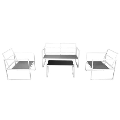 Vidaxl Set De Muebles De Jardín 4 Piezas Y Cojines Acero Blanco_3