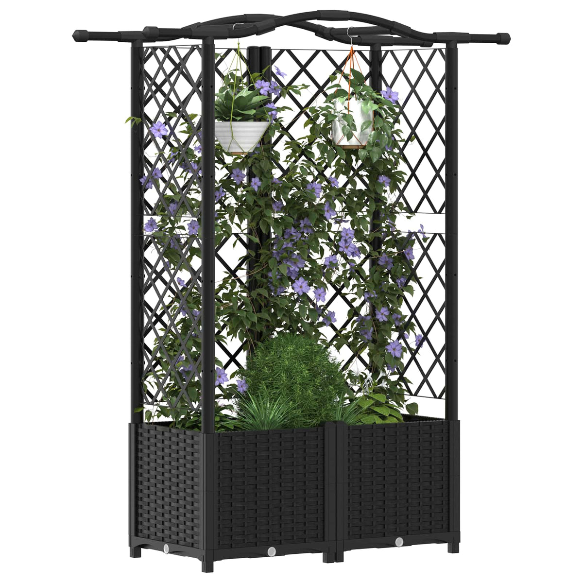 Cama Elevada Con Trellis Y Techo Negro 122 X 40 X 138 Cm Pp_2