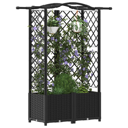 Cama Elevada Con Trellis Y Techo Negro 122 X 40 X 138 Cm Pp_2