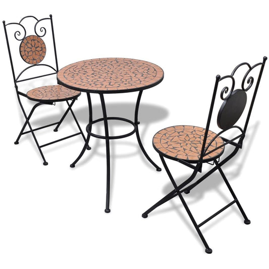 Vidaxl Set De Mesa Y Sillas De Jardín 3 Piezas Con Mosaico Terracota_0