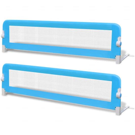 Barandilla De Seguridad Cama De Niño 2 Uds Azul 150x42 Cm_0