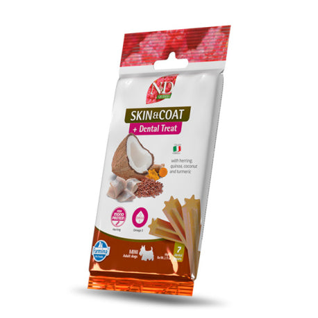N&amp;D Quinoa Canine Dental Treat Pele e Pelagem Arenque Mini Raças 60 g 7 unidades