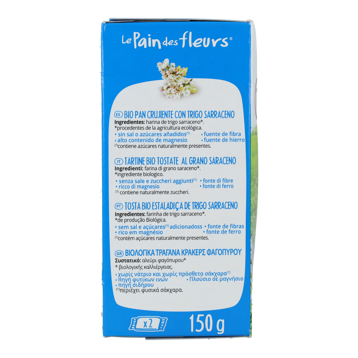 Tostadas Crujientes Crakers de Trigo Sarraceno sin sal sin gluten BIO Le Pain de Fleurs  150 g