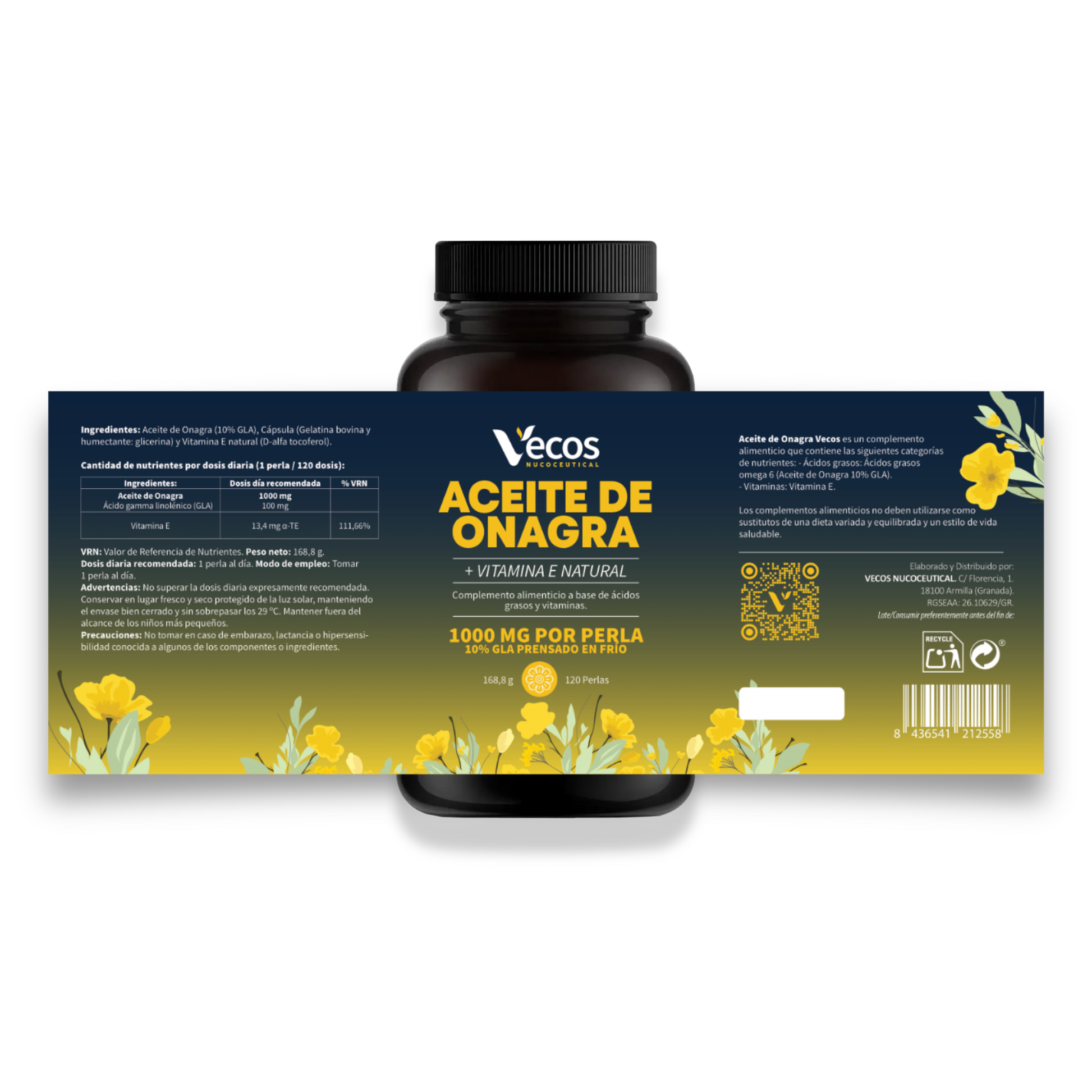 Aceite de Onagra 1000 mg VECOS | Equilibrio hormonal femenino | Rico en GLA | Prensado en frío_4