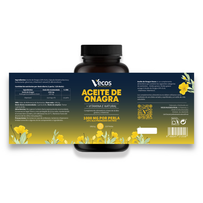 Aceite de Onagra 1000 mg VECOS | Equilibrio hormonal femenino | Rico en GLA | Prensado en frío_4