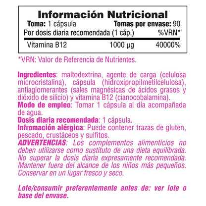 Vitamina B12 1000μg - 90 Cápsulas Vegetales - Vitamina B - Smart Supplements_5