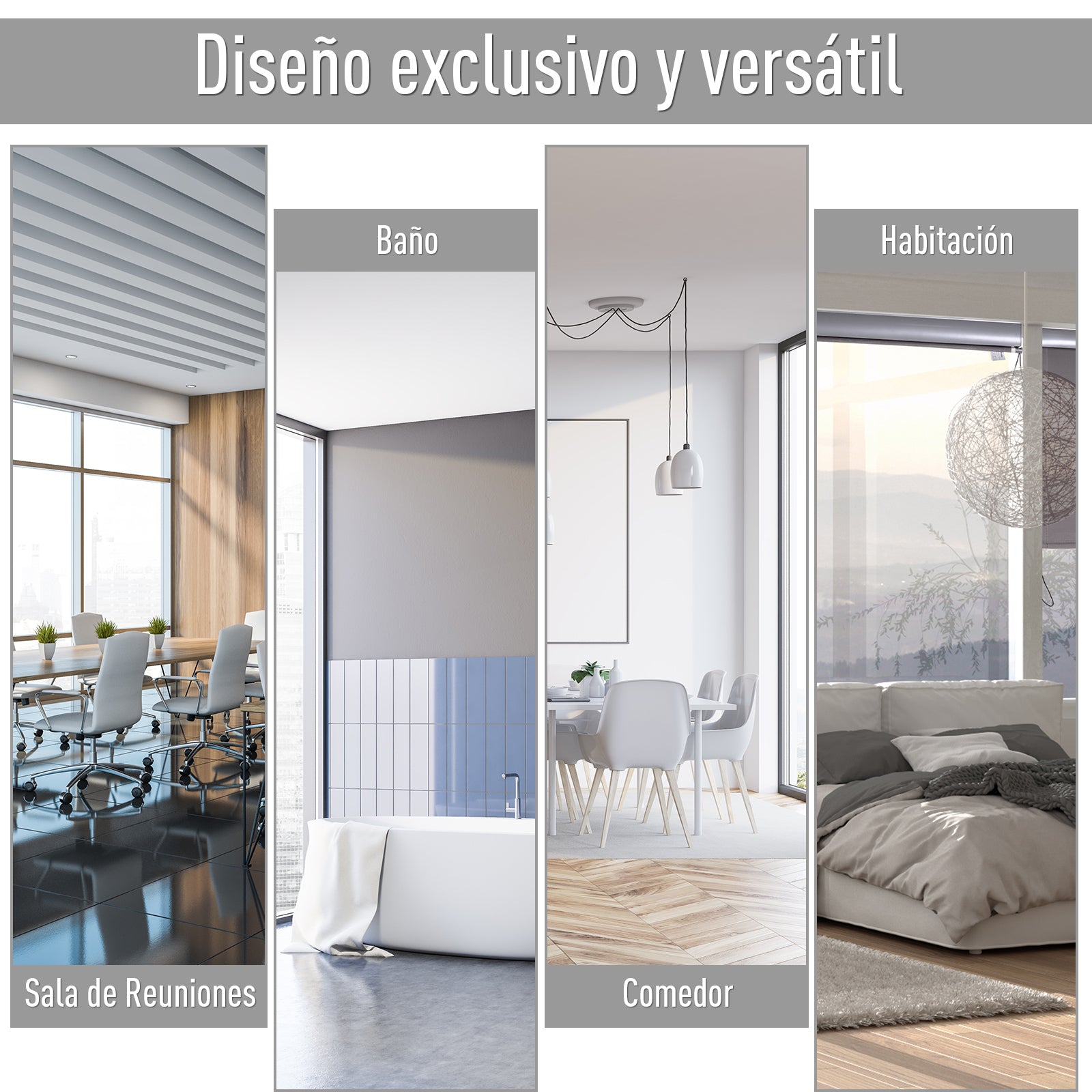 Outsunny Toldo Vertical Enrollable De Manivela Interior Exterior 140x250cm Gris_3