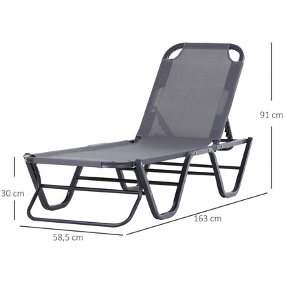 Outsunny Conjunto De 2 Tumbonas Reclinables De Aluminio 163x58,5x91 Cm Gris_2