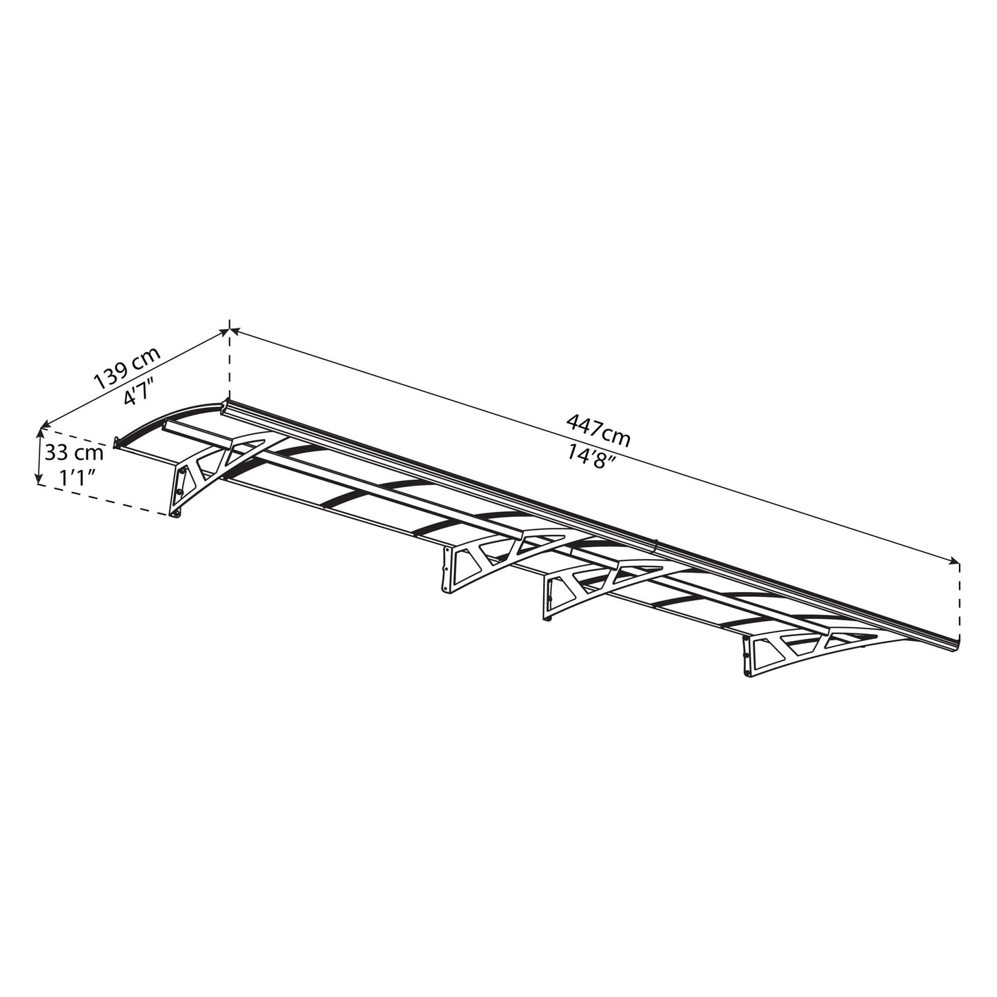 Marquise de porta Amesterdão 447x140 cm 