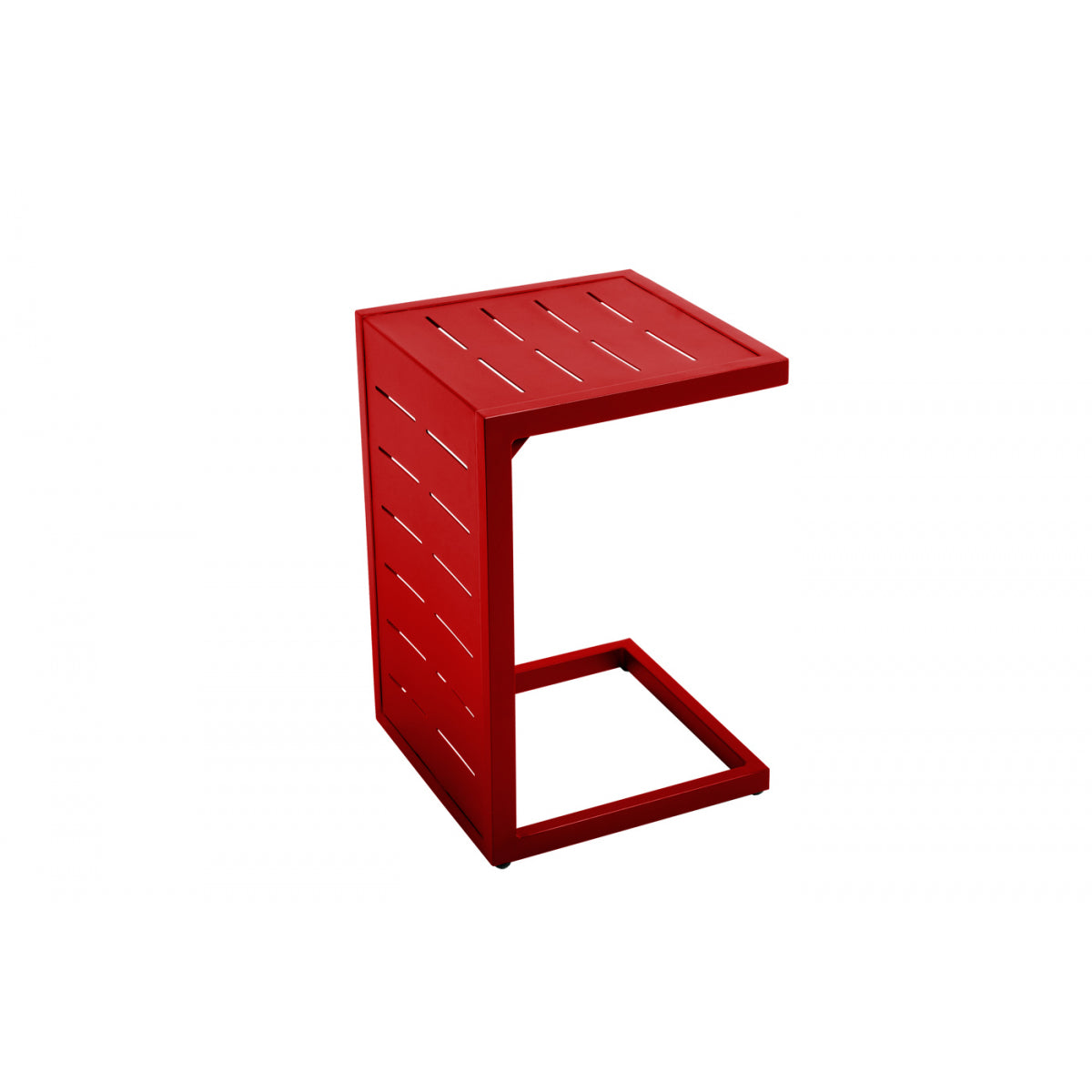 Mesa Auxiliar, Mesa De Jardín Multiposiciones Aluminio Rojo 36x36xh55cm- Mobiliario De Jardín_2