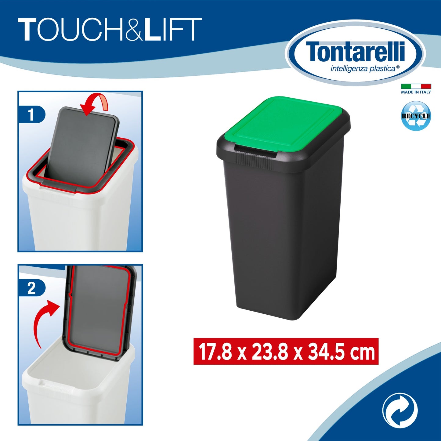 Papelera touch & Lift De 9l Verde_1