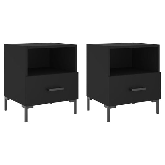 Mesitas De Noche 2 Uds Madera Ingeniería Negro 40x35x47,5 Cm_0