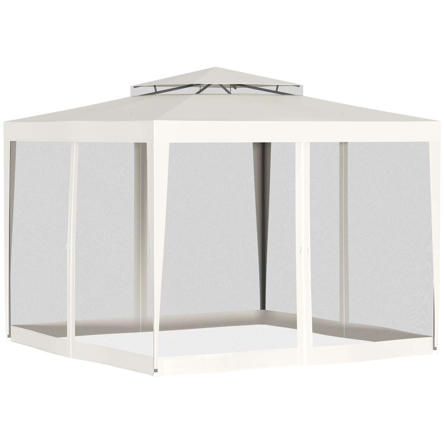 Outsunny Carpa De Jardín 3x3 M Con 4 Mosquiteras Y Techo De Ventilación Beige_4
