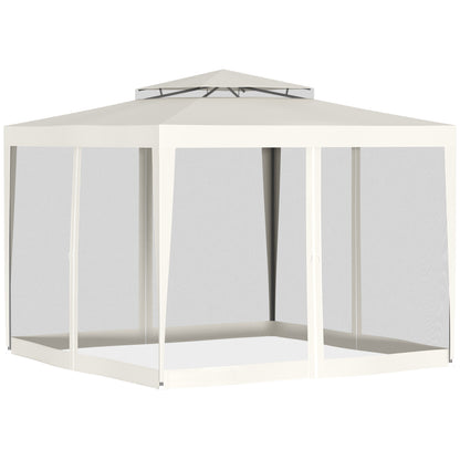 Outsunny Carpa De Jardín 3x3 M Con 4 Mosquiteras Y Techo De Ventilación Beige_4