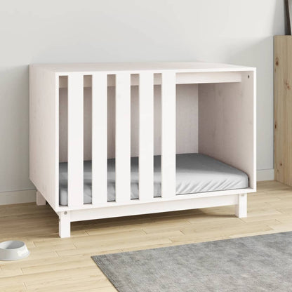 Caseta Para Perros Madera Maciza De Pino Blanco 90x60x67 Cm_2