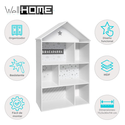 Well Home - Librería Infantil En Forma De Casa Con 7 Espacios Gris Atmosphera._1