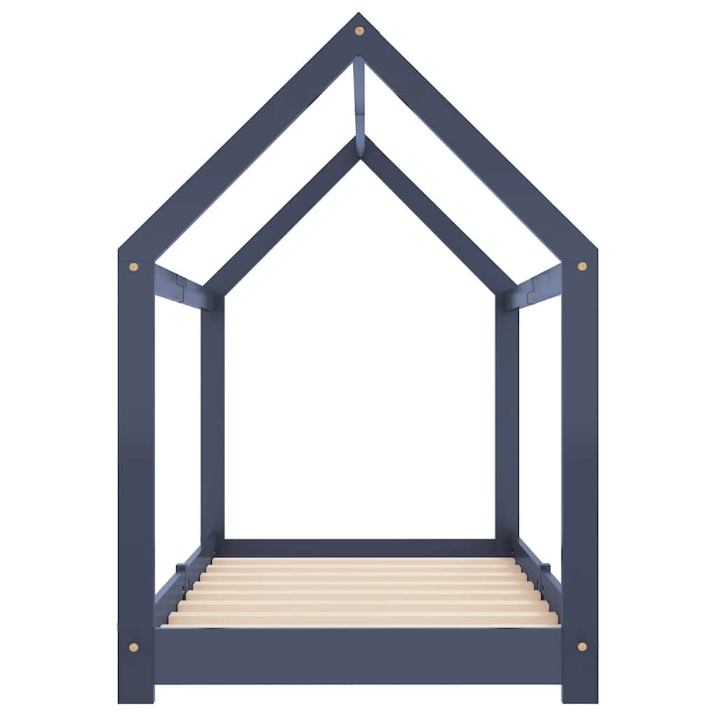 Vidaxl Estructura De Cama Infantil Madera Maciza Pino Gris 80x160 Cm_4