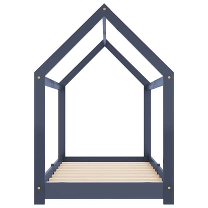 Vidaxl Estructura De Cama Infantil Madera Maciza Pino Gris 80x160 Cm_4
