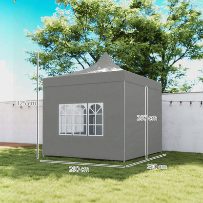 Outsunny Carpa Plegable Pop-up 3x3 M Con 4 Paredes Laterales Anti-uv Gris_2