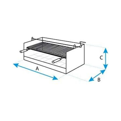 Gaveta para churrasco com tijolo refractário e grelha esmaltada Imex El Zorro 149 x 45 x 32 cm