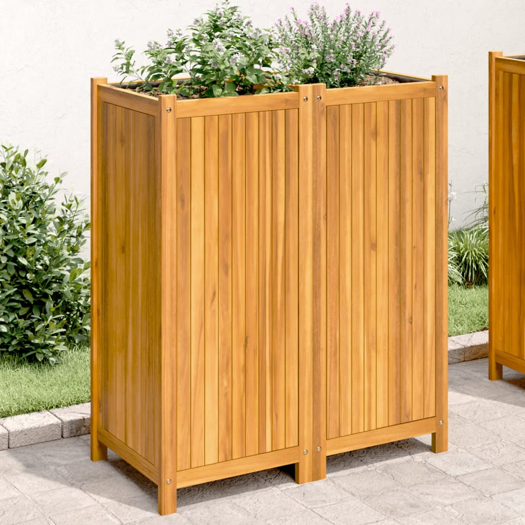 Jardinera Con Forro Madera Maciza De Acacia 84x42x100 Cm_1