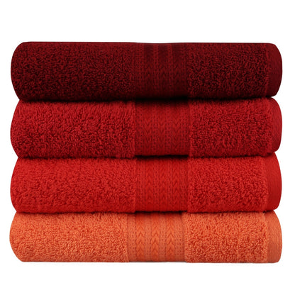 Juego De Toallas De Mano (4 Piezas) Naranja Pálida, Naranja, Rojo Y Fucsia_1
