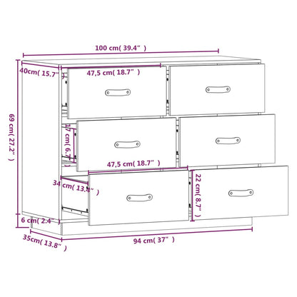 Aparador Madera Maciza De Pino 100x40x75 Cm / Vetonek_3