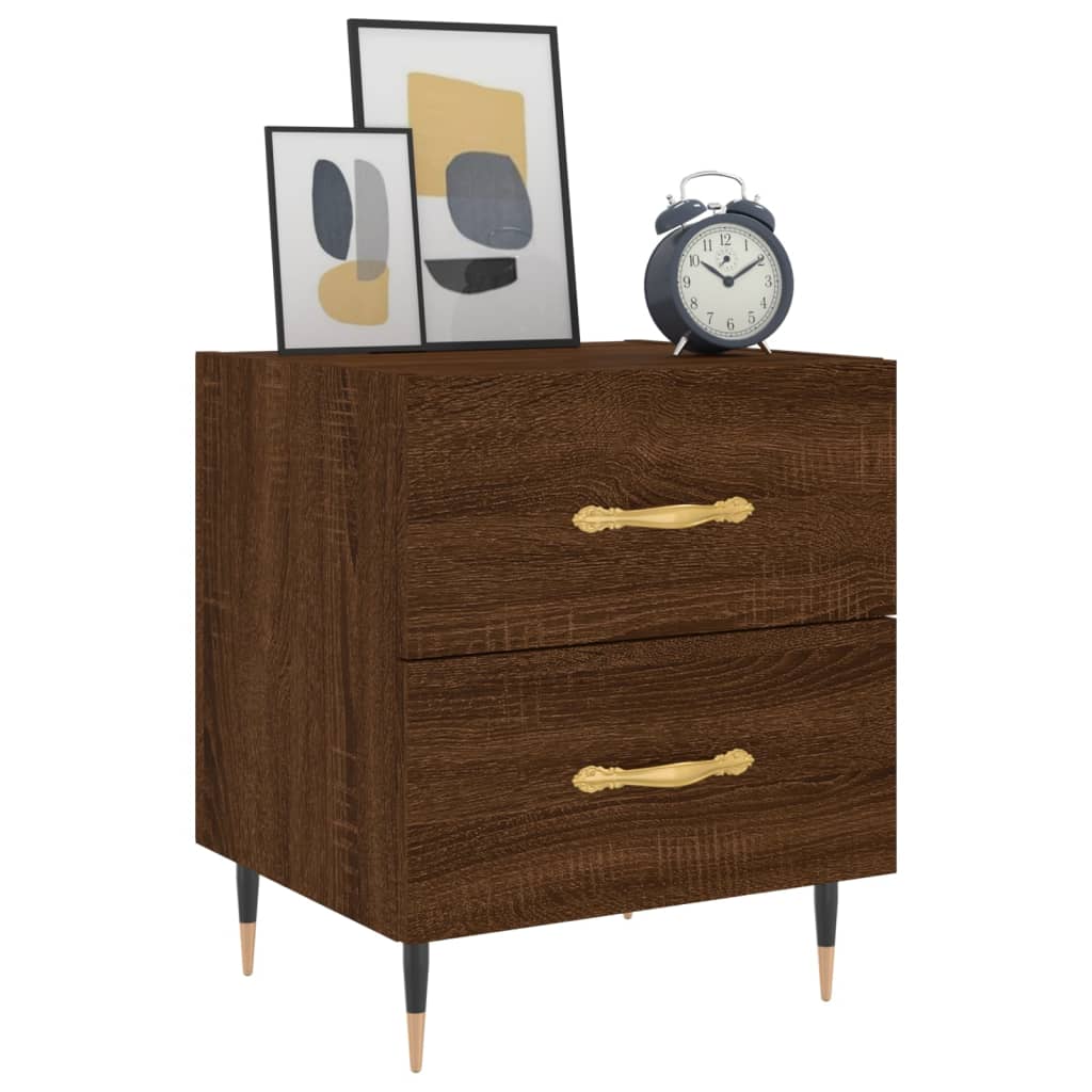 Mesita Noche 2 Uds Madera Ingeniería Marrón Roble 40x35x47,5 Cm_1