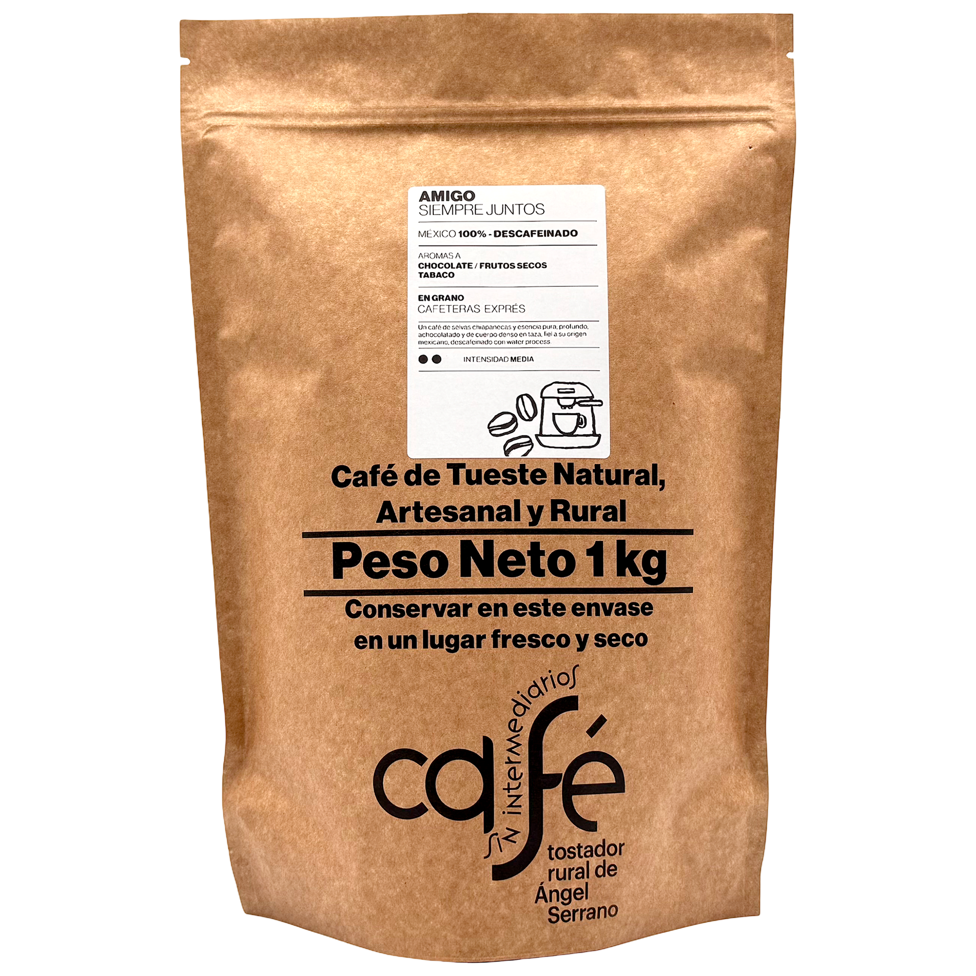 Cafe Sin Intermediarios Café Descafeinado Amigo En Grano Para Espresso 1 Kg_0